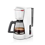 Bosch - Cafetera de Goteo, Jarra de Cristal Ergonómica, Depósito de Agua Extraible, Filtro Extraible, Apagado Automático, Anti Goteo, Blanco, TKA2M111