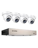 ZOSI 5MP Lite Kit de Cámaras Vigilancia Exterior 8CH H.265+ Grabador DVR con (4) 1080p Cámara de Seguridad Impermeable, sin Disco Duro, 20m Visión Nocturna, P2P