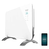 Cecotec Radiador Eléctrico Bajo Consumo Ready Warm 6650 Crystal Connection. Wifi, 1000 W, Termostato Regulable, Temporizador, Soporte de pie, Protección sobrecalentamiento, Blanco