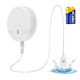 Erdiegle Detector de Fugas de Agua, 135dB Alarma Sensor de Agua Detector de Inundaciones para Sótanos, Baños, Lavaderos, Cocinas, Garajes y Áticos(6F22/9V Baterías Incluidas) (1 Pack)