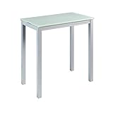 MOMMA HOME Mesa de Cocina Extensible - Modelo Londres Alta - Color Blanco/Plata - Material Cristal Templado/Metal - Medidas 95 x 55/95 x 95 cm