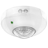 deleyCON - Detector de Movimiento por Infrarrojos para Interiores (Montaje en Superficie, Control de luz, Campo de Trabajo de 360°, Alcance de 6 m, Sensor de luz Integrado), Color Blanco