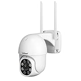 Cámara de vigilancia de Seguridad SriHome, 2MP WiFi PTZ IP Camera, Seguimiento de Movimiento automático,Visión Nocturna,IP66 Resistente al Agua,Audio 2Way