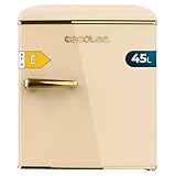 Cecotec Nevera Pequeña - Frigorífico Retro Sobremesa 45L Bolero CoolMarket TT Origin 45 Beige E. 55cm de Alto y 44,7cm de Ancho, Clase Energética E, Icebox y Tirador Cromado, Beige