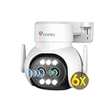 Ctronics 6X Zoom Híbrido Cámara Vigilancia WiFi Exterior con Auto-Seguimiento-Zoom, IP Cámara Vigilancia Domicilio con Doble Lente Detección Humana Visión Nocturna Colorida (1, Blanca)