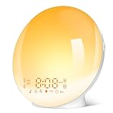 ARTINABS Despertador Luz, Wake Up Light LED Simulación de Amanecer y Atardece, 2 Alarmas, 20 Niveles Brillo, 7 Luces de Colores 7 Sonidos Naturales, Función Snooze, Radio FM, Infantil