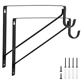 2 unidades de soporte para estante de carga pesada de 300 mm, color negro, ángulo de carga pesada, acero inoxidable, ángulo de pared de 275 mm, soportes de barra con tornillos, soporte de metal con