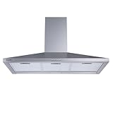 Svan Campana Extractora Piramidal 90cm Inox SCPP900BX. Potencia 520m3/h, Tiro Doble, 3 Velocidades, Control Manual, Filtro apto para Lavavajillas.