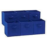 Amazon Basics - Cubos de almacenamiento de tela plegables con asas, 26,6 x 26,6 x 27,9 cm, color azul marino, paquete de 6 unidades