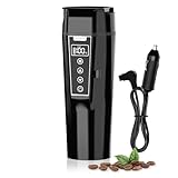 Nardea Hervidor de Coche Electrico 12V/24V 450ml, Hervidor de Leche y Café Portátil Coche con Regulador de Temperatura, Hervidor de Viaje Coche con Apagado Automático, Acero Inoxidable