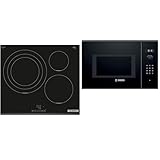 Bosch Serie 4 PID631BB5E Placa de inducción 60 cm, Color negro/bisel delantero, sin perfiles & Serie 6 BEL554MB0 - Microondas integrable, 382 x 594 x 388 mm, Potencia 900 W