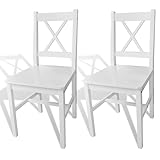 vidaXL 2 sillas Blancas de Comedor Hechas de Madera de Pino
