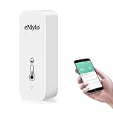 eMylo Termometro Humedad Interior WiFi, Higrometro Digital Sensor Temperatura con Monitor Remoto de Temperatura y Humedad y APP Inteligente, almacenamiento de datos gratuito, funciona con Alexa/Google