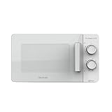 Cecotec Microondas blanco ProClean 3120. 20 L, Con Grill y Revestimiento Ready2Clean para mejor limpieza, Tecnología 3DWave, Diseño puerta FullWhite y detalles metálicos, 6 niveles