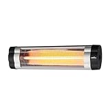 Calefactor Exterior Cuarzo Austral 1500w Negro/cromo Infrarrojo Pie/pared Termost.reg.20x61x8,5cm