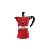 Bialetti - Moka Cafetera espresso para estufa, hace café italiano real, 6 tazas, aluminio, rojo, 270 ml