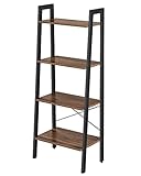 VASAGLE Estantería de Escalera, Estantería de 4 Niveles, para Salón, Dormitorio, Cocina, Oficina en Casa, Estilo Industrial, Marco de Acero, Marrón Avellana y Negro LLS044B03