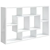 vidaXL Estantería de Pared Colgante Flotante Almacenamiento Espacio Decoración Artículos Diarios en Familia Contrachapada Blanco Brillante