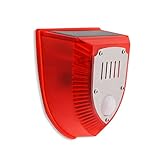 ThreeH Alarma Solar Inalámbrica con Sensor de Movimiento para Exterior Luz LED con Sirena y Alarma Estroboscópica para Protección de Garaje, Patio y Jardín