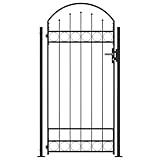 vidaXL Cancela de Valla Sencilla Individual Puerta de Jardín Entrada Exterior con Forma de Arco con Dos Postes de Acero Negro 105x204 cm