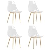 vidaXL 4X Sillas de Comedor Asiento Mobiliario Muebles Oficina Despacho Salón Sala de Estar Cocina Escritorio Relajación Transparente Pet