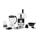 Princess 221054 Procesador de alimentos multifuncional 8 en 1, funciones de batidora, cortadora, ralladora, exprimidor y picadora, accesorios incluidos, asa integrada, libre de BPA, 1000 W