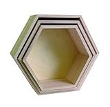 Artemio 14001892 - Juego de 3 estantes hexagonales para Decorar, Madera, Beige, 30 x 26,5 x 10 cm