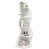 Tribesigns Estante Esquinero de 178 cm, Estante de Almacenamiento, estantería, Soporte para Plantas, 5 Niveles, Moderno, para el hogar, Oficina, Sala de Estar, Dormitorio, Balcón, Blanco, 2 Pieza