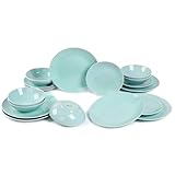 Vajilla Ceramica Santa Elena 18 Piezas Modelo Sol - Color Verde - Servicio para 6 Personas - Apta para Lavavajillas y Microhondas - Resistente Manchas y Arañazos - Diseño Ergonómico - Limpieza Fácil.