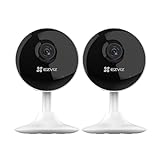 EZVIZ Kit de 2 Camaras de Vigilancia Interior 1080p IP Cámara de Seguridad con Visión Nocturna, 2.4GHz Wi-Fi Detección de Movimiento, Audio Bidireccional, Monitor de Bebé, C1C 2PK