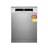 EVVO Lavavajillas 60 cm, Capacidad para 14 Cubiertos y Con Tercera Bandeja, Eficiencia C, 8 Programas Incluye, Lavado Rápido 30 min, Lavado Inteligente, Apertura Automática, Modelo: D4x acabado: Inox