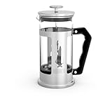 Bialetti Prensa de café Preziosa, filtro de prensa francesa para café o té, cuerpo de acero inoxidable y recipiente de vidrio borosilicato, apto para lavavajillas, 350 ml, para 3 tazas