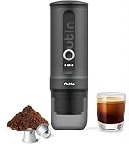 Outin Nano Cafetera Espresso Eléctrica Portátil, Cafetera de Viaje para Camping, Cafetera de Coche Autocalentable con USB-C, Con Café Molido y Cápsula NS para RV, Senderismo, Oficina