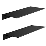 HNVNER Estantes Metalicas de Pared, Juego de 2, Negro Estanterias de Pared, Repisas de Pared Decorativos para Salón, Dormitorio, Recibidor, Estante Ducha Resistente al óxido (29.6 x12.5 CM)