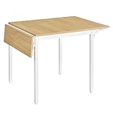 VASAGLE Mesa de Comedor, Mesa Extensible, Mesa de Hoja Abatible, para 2-4 Personas, para Cocina, para Espacios Pequeños, Roble Natural y Blanco Nube KDT077Y01