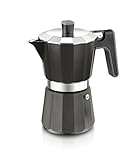 BRA 09303 Cafetera Italiana Inducción, Aluminio, Negro, 12 tazas