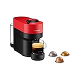 Krups Nespresso VERTUO Pop XN9205 - Cafetera de cápsulas, máquina de café expreso, 4 tamaños tazas, tecnología Centrifusion, 35 % plástico reciclado, Spicy red