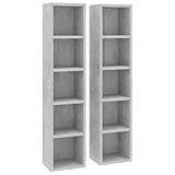 vidaXL 2X Estantería de CDs Armario Estante de Pie Almacenamiento Almacenaje Mueble Libros Práctico Decorativo Casa Hogar Gris Hormigón Contrachapada