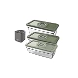 AEG AVFK1+ | Pack 3 Recipientes Herméticos + Bomba de Vacío Eléctrica Portátil - 3 Contenedores al vacío (2x 1L y 1 x 1,6L), Batería de 150 ciclos, Sin BPA, Mejor Conservación de los Alimentos, Gris