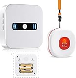 Daytech botón de llamada emergencia, Avisador inalámbrico para pacientes de edad avanzada en el sistema de alarma en el hogar 1 receptor portátil y 1 transmisor SOS