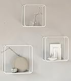 Kazai.® Set Estantería de Pared 'Noora' | 3 Baldas Flotantes de Metal con Diseño Moderno | Decoración y Almacenaje para Salón, Pasillo, Cocina o Dormitorio | Blanco