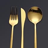TTSTOIEE cuberterias completas 6 personas,cubiertos acero inoxidable24 con cuchillos, tenedores y cucharas,pulido espejo/apto para lavavajillas/juego de cubiertos para fiestas uso doméstico
