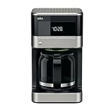 Braun KF 7120 Cafetera eléctrica semi-automática con jarra de cristal, 1000 W, 12 tazas, acero inoxidable, negro