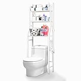 JUPPLIES Estanteria de Baño sobre Inodoro - Mueble Baño WC y Mueble Estanteria Lavadora - Estante de Almacenamiento Impermeable - Ahorra Espacio con 3 Baldas (Blanco)