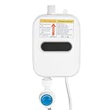 Soudesileim Ducha eléctrica calentador de agua instantáneo, 3500 W, mini calentador de agua con cabezal de ducha, pantalla LED (30-55 ℃/86-131℉), calentador de agua instantáneo para baños y cocinas