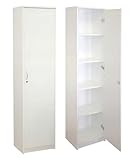 Armario de oficina con cerradura, estantería para libros, estantería de oficina con 1 puerta y 5 compartimentos, armario universal para oficina y hogar, 180 x 44,5 x 35 cm (blanco)