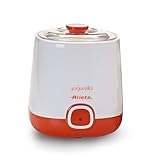 Ariete 621 Yogurtera, Capacidad 1 litro, 20 W, 12 Horas preparación, Tapa Doble, diseño Compacto Apto lavavajillas, Plástico, Blanco/Naranja