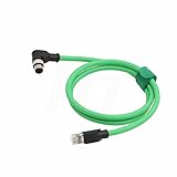 HangTon Cable Ethernet para cámara Keyence IV2 Vision Sensor Network Profinet Fieldbus EtherCAT PLC, M12 4 pines D-Code macho ángulo recto a RJ45 blindado CAT5e 3m