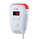 Detector de Gas, Alarma de Gas LPG/natural/ciudad, Enchufar en Sensor De Fugas De Gas Combustible/Propano/Metano, con Alarma de Luz Estroboscópica y Voz Humana, Pantalla Digital(Batería no Incluida)