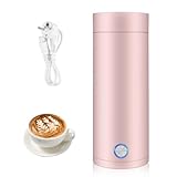 mizikuu Hervidor Agua Electrico, Pequeño Hervidor De Agua Portátil 5 Minutos de Ebullición Rápida Hervidor de Viaje Taza de Agua Eléctrica Apagado Automático para Hacer Leche, Café y Té, Rosa